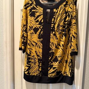 INC International Concepts Black and Gold Blouse